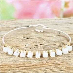 ⚡️NWT Two Toned Opaque Cube Wire Wrapped Beach Summer Crystal Square Bracelet